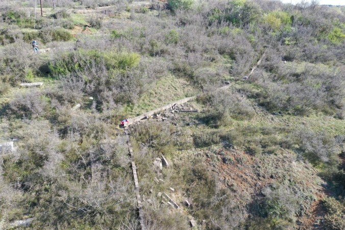 Drone image of the old Jewish Cemetery of Didymoteicho. Both the old and new cemeteries of Didymoteicho are partially fenced, but the fence is in such a dilapidated condition that they are in urgent need of re-fencing. Courtesy of ESJF.